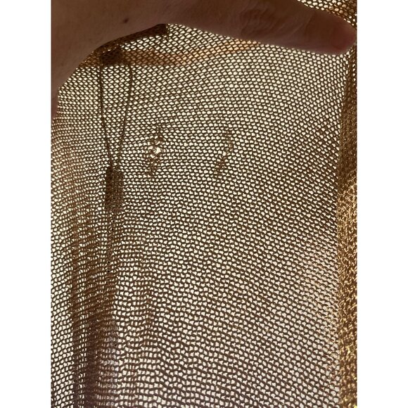 Metallic Gold Sheer Knit Open Front Cardigan By Fontana M - Picture 5 of 5